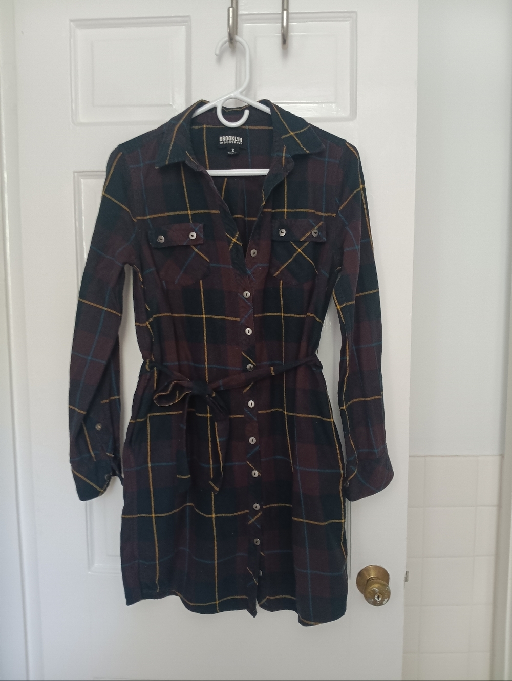 Brooklyn Industries Plaid Long-Sleeve Shirt Dress